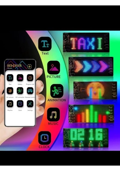 Wearfitpro 19x133cm Matrix Esnek Led Ekran Şeytan Gözler Yazı Telefon Kontrollü Araba Kamyon Dükkan Tabela