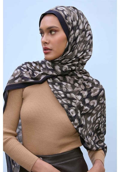 Silk Home Eco Viscose Leopar Desen Şal 6001 Gri-siyah-vizon