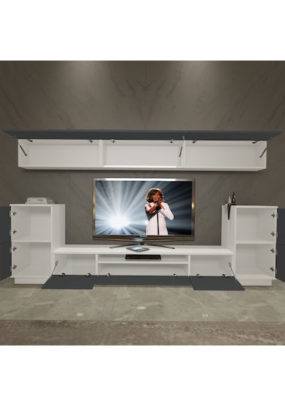 Decoraktiv Trendstyle 9s Mdf Tv Ünitesi Tv Sehpası Beyaz - Antrasit