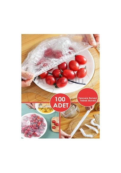 100 Adet Tencere, Tabak Bonesi, Tek Kullanımlık Dayanıklı Lastikli Poşet, Tabak Ve Tencereler İçin Koruyucu Kapak, Yiyecekleri Hijyenli Muhafaza 100 Çok Renkli