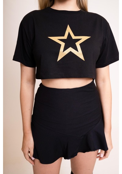Afloow Delicate Kadın Siyah Oversize Crop Tişört - %100 Pamuk Bisiklet Yaka, Ön Ve Sırt Baskılı, Rahat Kesim, Şık Ve Konforlu Günlük Tişört Siyah Afloow Delicate Kadın Siyah Oversize Crop Tişört - %100 Pamuk Bisiklet Yaka, Ön Ve Sırt Baskılı, Rahat Kesim, Şık Ve Konforlu Günlük Tişört Siyah