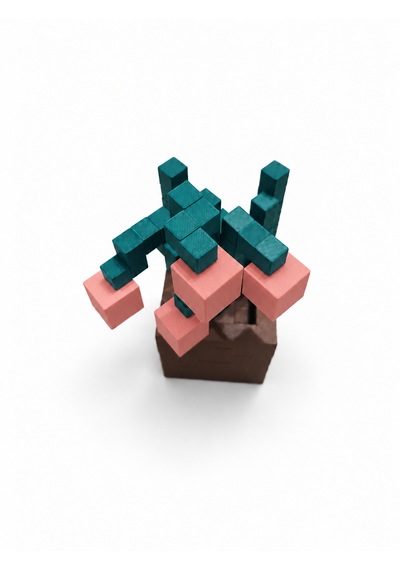Piksel İnci Çiçeği Biblo - 3d Baskı, Minecraft Esintili Pembe