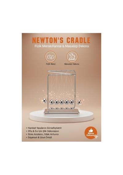 Newton's Cradle Denge Topları - Ofis Ve Ev İçin Şık Metal Tasarım Dekoratif Masaüsü Objesi