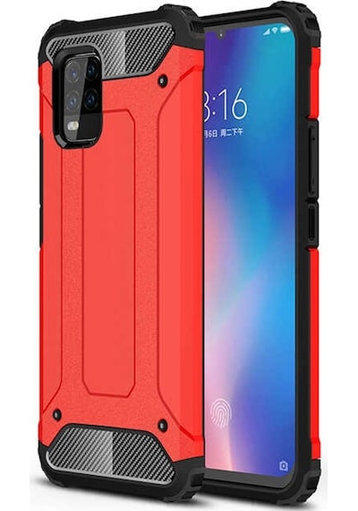 Kilifone - Xiaomi Uyumlu Mi 10 Lite - Kılıf Çift Katman Zırh Tank Crash Military Kapak - Kırmızı