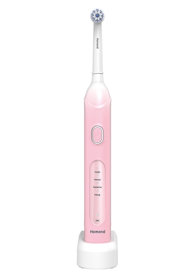 Homend Brushboss 4701h 4 Modlu 21 Gün Kullanım Süreli Akıllı Zamanlayıcılı Şarjlı Diş Fırçası Pembe Şarjlı