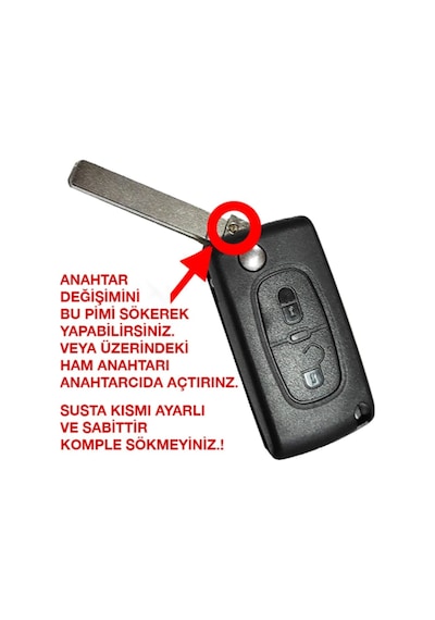 Peugeot 207 307 308 Partner Citroen C3 C4 C5 Anahtar Kabı Kumanda Kabı 2 Buton Pil Yuvasız