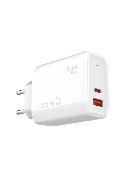 Zore Always-01 Gan Tech Type-c Pd4.0 Usb-a Qc3.0 Hızlı Şarj Özellikli Seyahat Şarj Başlığı 65w - Bey Beyaz