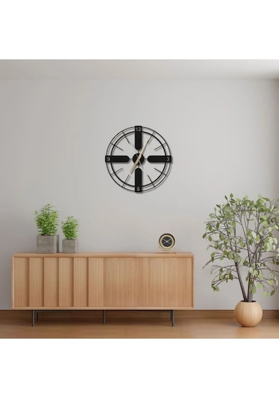 Metal Duvar Saati Italyan Tarzı Modern Dekoratif Saat Siyah-52 X 52