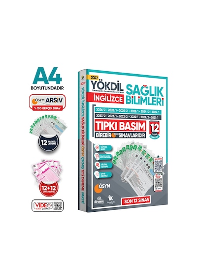 2027 YÖKDİL İngilizce SAĞLIK BİLİMLERİ ÖSYM Çıkmış Soru Tıpkı Basım Paket Deneme 12li Türkiye Geneli