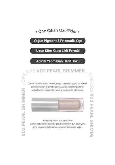 Yoğun Işıltılı, Prizmatik Yapılı Likit Far Shine Lover Liquid Shadow 02 Pearl Shimmer
