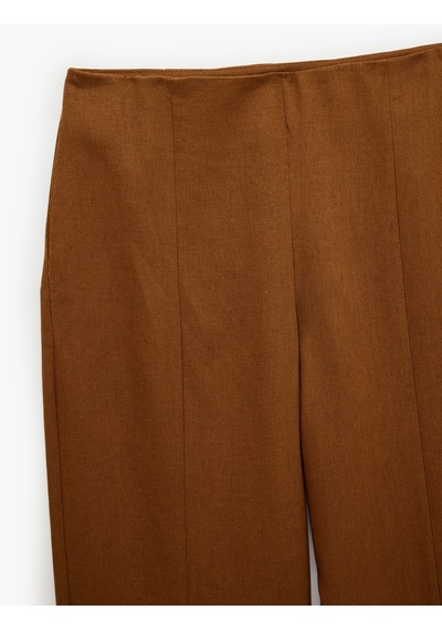 Koton Cepli Barrel Fit Keten Pantolon Kahverengi 6sak40377pw Kahve