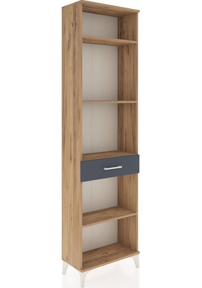 Arges Dolap 4 Raflı Tek Çekmeceli 60x30x221 Çam-antrasit Atlas Çam