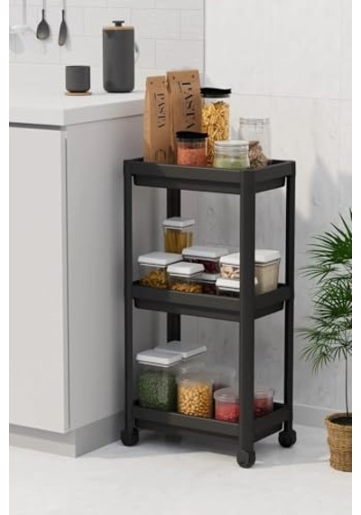 3 Katlı Tekerlekli Raf Ünitesi - Banyo & Mutfak Organizer - Çok Amaçlı Servis Sehpası - Dar Alanlar İçin Pra Çok Renkli 3 Katlı Tekerlekli Raf Ünitesi - Banyo & Mutfak Organizer - Çok Amaçlı Servis Sehpası - Dar Alanlar İçin Pra Çok Renkli
