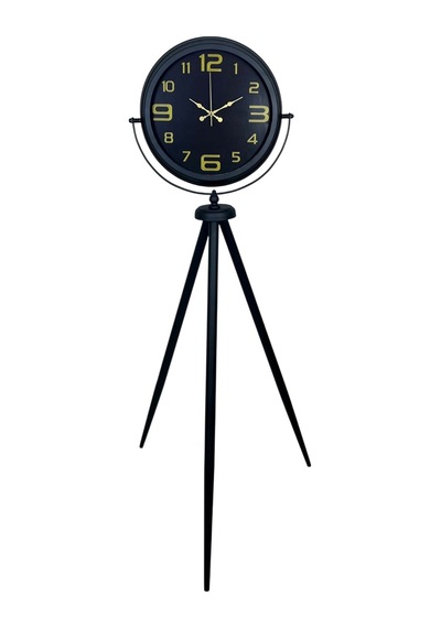 Gold Rakamlı Siyah Tripod Ayaklı Saat
