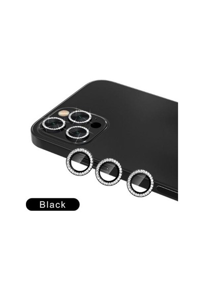 Binano Apple Uyumlu iPhone 11 Pro/11 Pro Max/12 Pro Taşlı Siyah Kamera Koruyuc