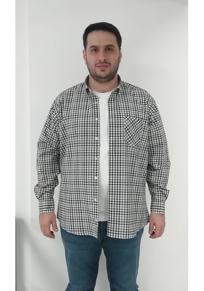 Tousus Büyük Beden Ekose Siyah Erkek Gömlek Btl-6162-tss