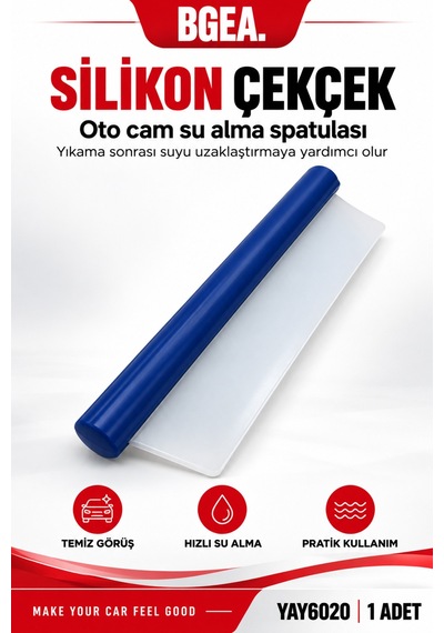 Bgea Silikon Oto Cam Çekçek Su Alma Spatulası Mavi 1 Adet