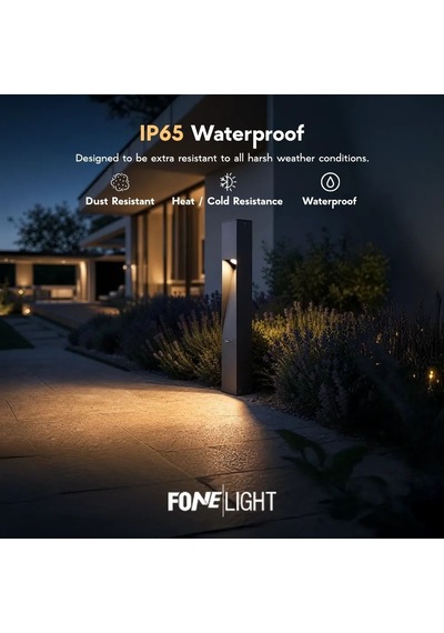 FoneLight Luzerra 75 cm LED Bahçe Aydınlatma Direği Antrasit Alüminyum IP65 Bollard Peyzaj Yürüyüş Yolu Lambası 9W 4000K