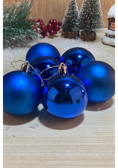 Beysüs Yılbaşı Çam Ağacı Süsü Cici Top 6 Cm 6 Lı Mavi
