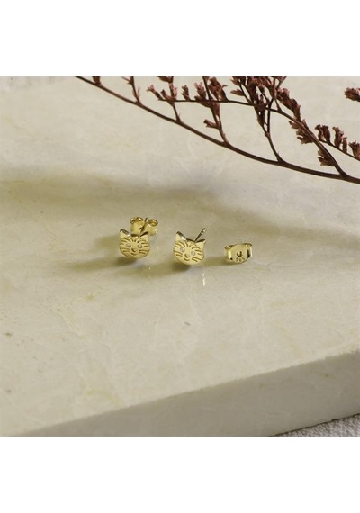 Goldkupe 14 Ayar Altın Sade Kedi Küpe 1,19 Gr-1392