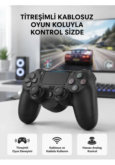 Ps4 Kablosuz Oyun Kolu V2 Bluetooth Bağlantılı, Titreşimli, Pc Ve Mobil Uyumlu 51614430