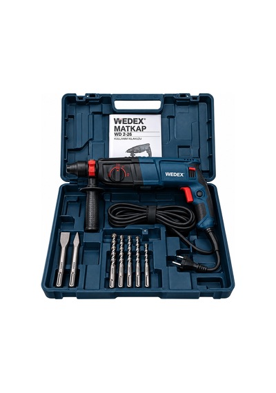 Wedex WD 2-26 800W Kırıcı Delici Matkap Taşıma Çantalı Set