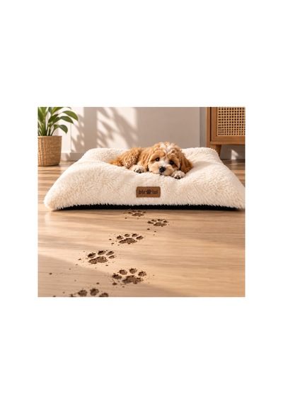 Kedi Ve Köpek Peluş Yer Minderi Üst Kalite Yıkanabilir Kılıflı Fermuarlı Boncuk Elyaf Kaydırmaz Taban Kedi Ve Köpek Yatağı Beyaz 1716914258
