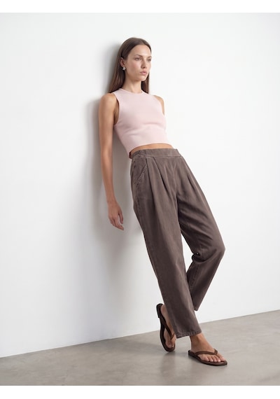 Dilvin 72349 %100 Pamuk Beli Lastikli Jean-kahve