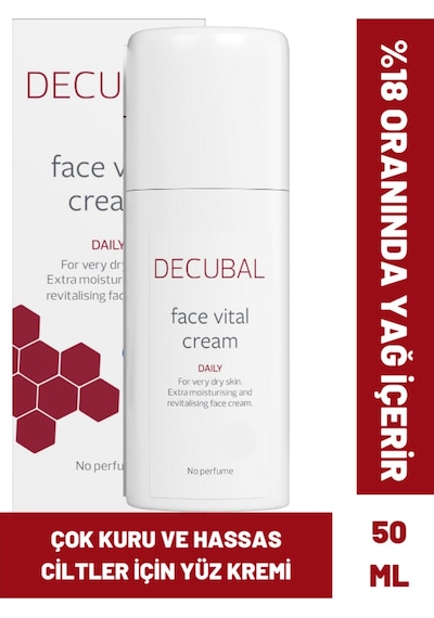 Decubal Face Vital Kuru Ciltler İçin Nemlendirici ve Canlandırıcı Yüz Kremi 50 ML