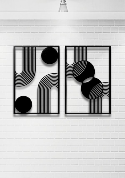Bohem Stil Minimalist 2 Li Metal Duvar Dekoru Seti