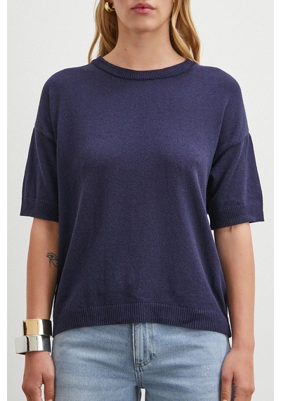 Never More Bisiklet Yaka Triko T-shirt Lacivert