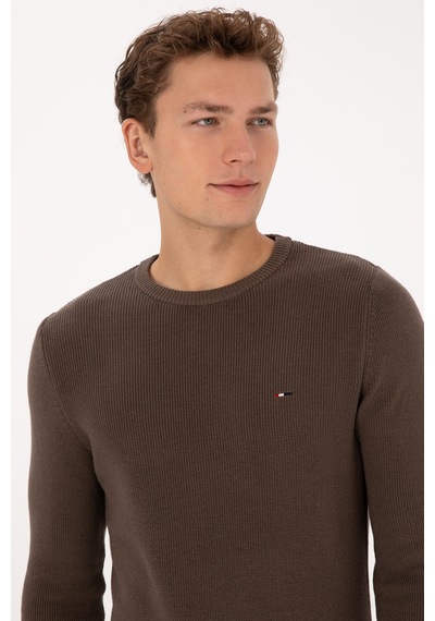U.S. Polo Assn. Erkek Slim Fit Bisiklet Yaka Vizon Basic Kazak 50313667-VR052 U.S. Polo Assn. Erkek Slim Fit Bisiklet Yaka Vizon Basic Kazak 50313667-VR052