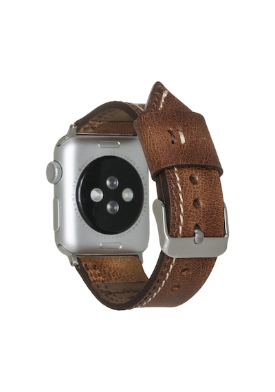 Apple Watch Uyumlu Deri Kordon 42-44-45mm Dikişli Taba Diğer