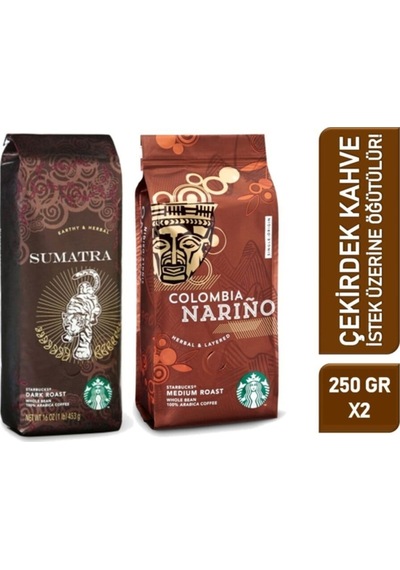 Starbucks Sumatra Ve Colombia Narino Çekirdek Filtre Kahve 2 Paket 2x250 G