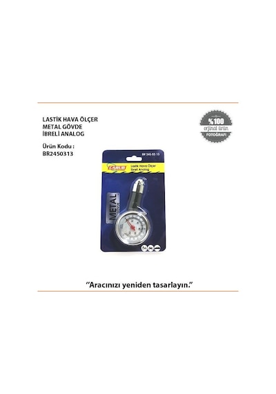 Lastik Hava Ölçer Metal Gövde İbreli Analog