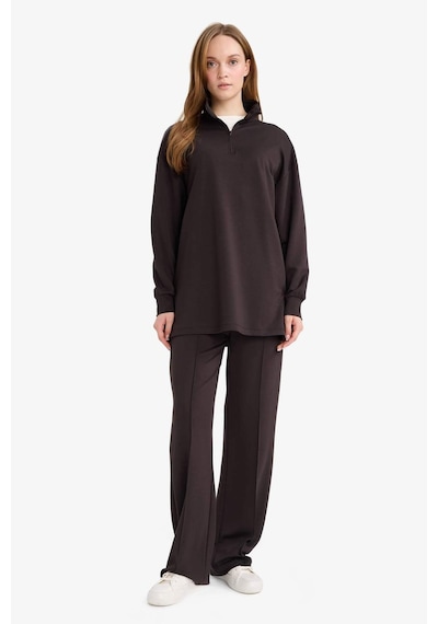 Defacto Regular Fit Fermuarlı Yaka Uzun Kollu Tunik F5771ax25aubn338 Kahve-bn338