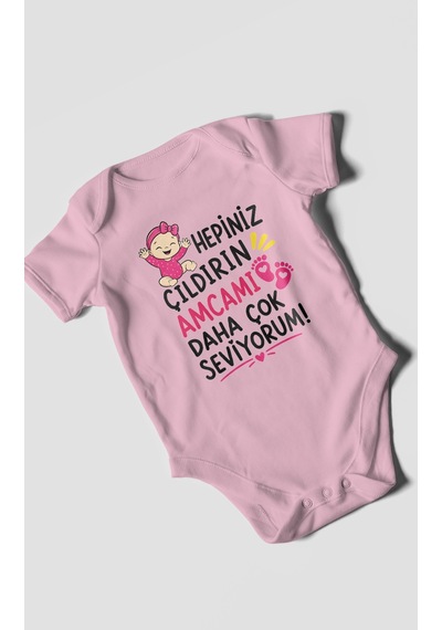 Morivokids Amcaya Özel Kısa Kollu Bebek Body %100 Pamuk Zbn166-kk Koyu Pembe