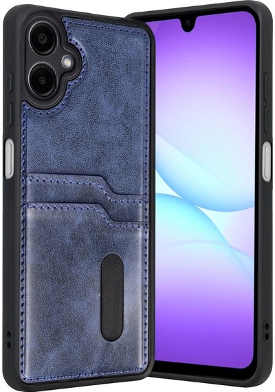 Samsung Samsung Uyumlu Galaxy A07 4g Sara Kartvizitli Deri Kılıf - Lacivert