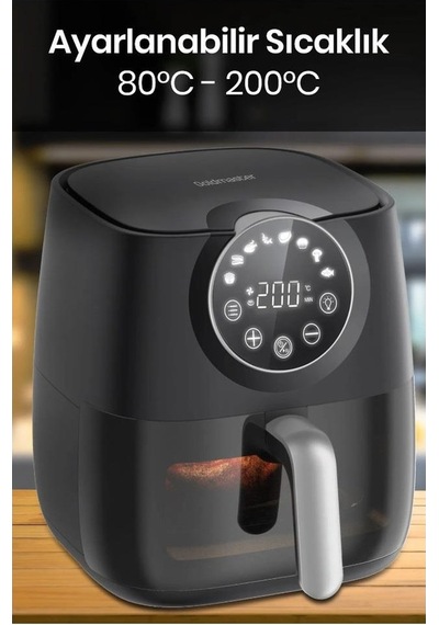 Goldmaster GM-7419 Freefry Cam Kapak Hazneli Sıcak Hava Fritözü