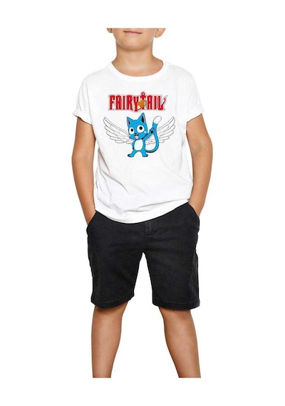 Zepplin Giyim Fairy Tail Happy Beyaz Çocuk Tişört