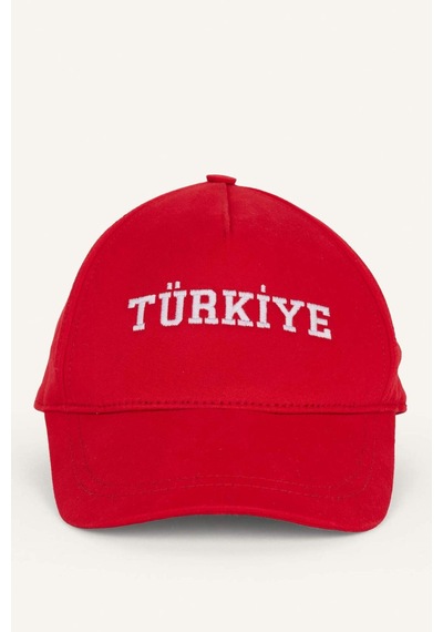Defacto Erkek Türkiye İşlemeli Kırmızı Pamuklu Şapka I3374ax26smrd1 Kırmızı-rd1