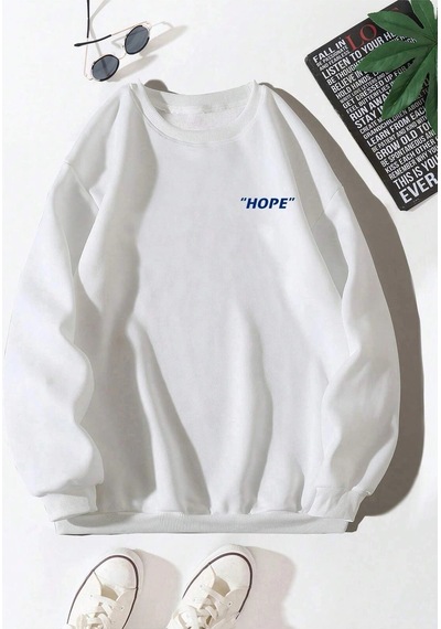 Startmore Adrift Letter Graphic Sweatshirt Beyaz Beyaz