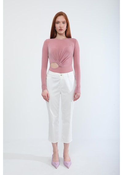 Kadın Likralı Esnek Slim Fit Pantolon Beyaz