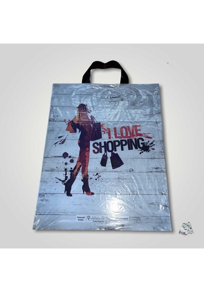 No 3 32X40 I Love Shopping Desenli Yumuşak Kulplu Poşet 50 Adet