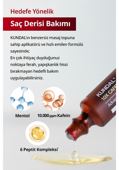 Kafein İçeren Dökülme Karşıtı, Güçlendirici Saç Serumu Kundal 10x Caffeine Strengthening Scalp Serum