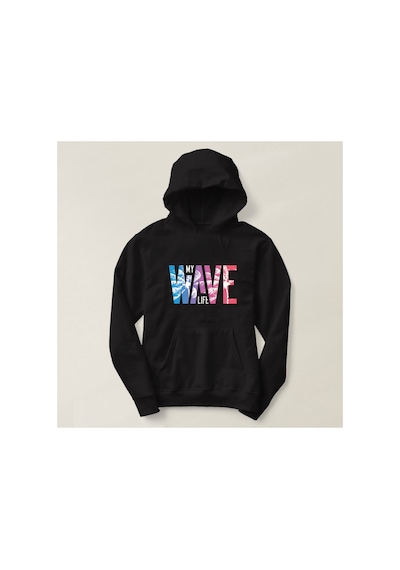 Blackjack Giyim Unisex Baskılı Kapşonlu Sweatshirt Siyah-wave-kapsonblackjack-20026
