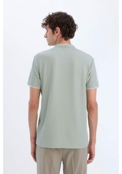 Defacto Slim Fit Dar Kesim Dik Yaka Dokulu Kısa Kollu Waffle Polo Tişört Z4262az25smgn50 Yeşil