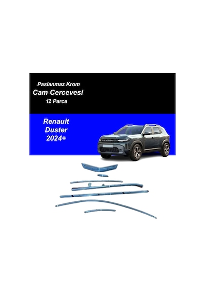 Renault Duster Cam Çıtası Komple Set Çerçevesi Kromu Nikelajı 2024 Sonrası