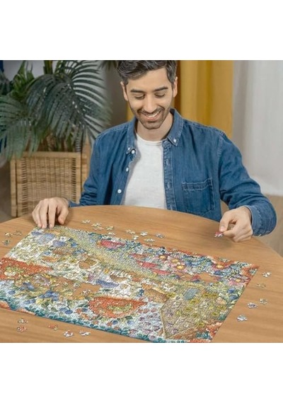 , 1000p Puzzle Çiçekli Mantar Evler, Yetişkin Puzzle