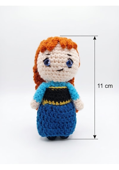 Anna Amigurumi Örgü Oyuncak - Çizgi Film Karakteri Hediyelik Figür 11 Cm